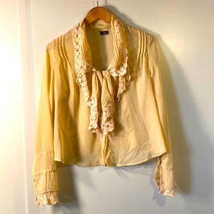Malene Birger Tan blouse with lace